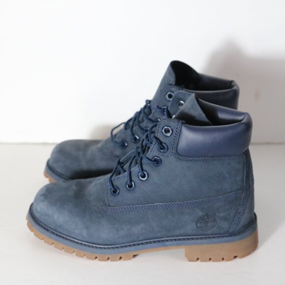 Timberland 6 Inch Lace Up Kids Boots 4.5 Blue Suede Shoe - Picture 7 of 7